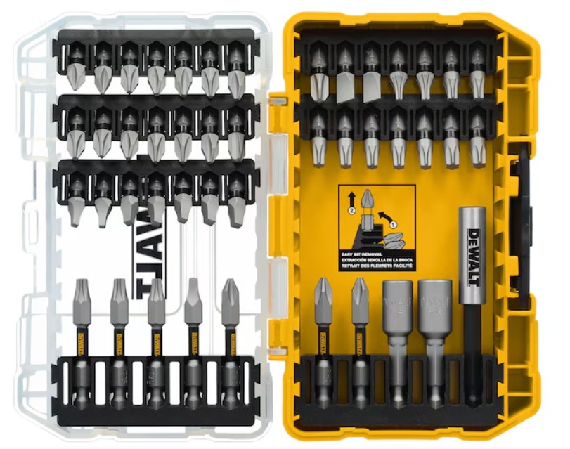 TOUGHGRIP DWAF45SET Screwdriver Bit Set, 45-Piece, Steel, Clear
